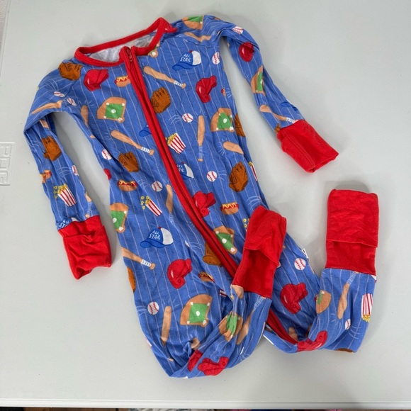 Little Sleepies Baseball Print Bamboo Sleeper Size 12-18m - Picture 1 of 3